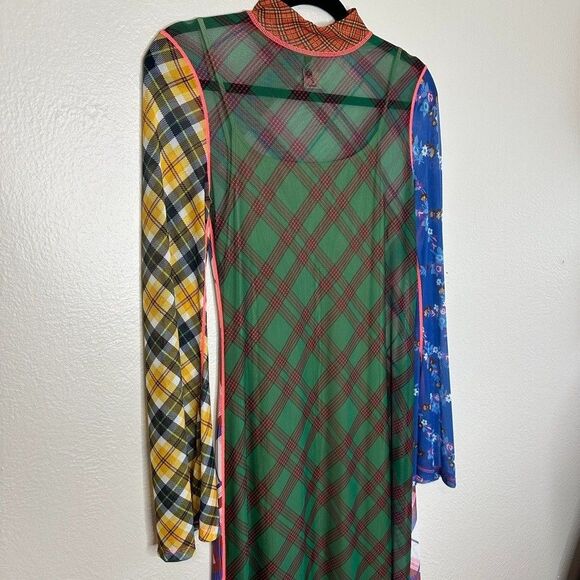 Anthropologie CeliaB Midi Slip Dress Green Ixora Mesh Preppy Retro XS $130 - Picture 4 of 12